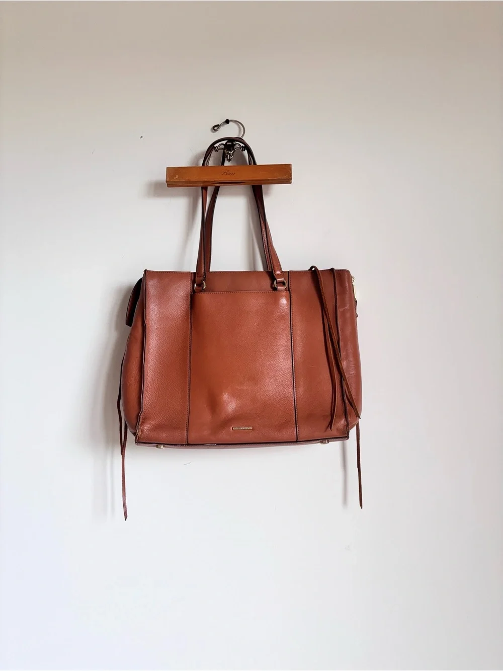 Rebecca Minkoff Cognac Leather Tote with Fringe Accents
